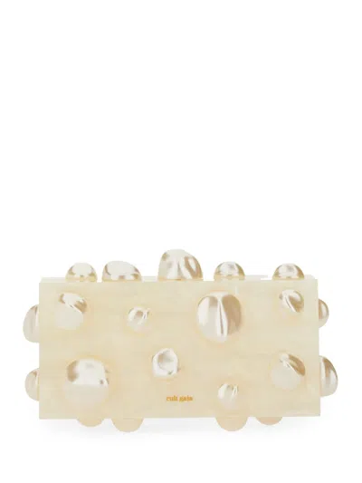 Cult Gaia Embellished Rectangular Clutch Bag In White