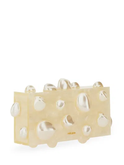 Cult Gaia Embellished Rectangular Clutch Bag In White