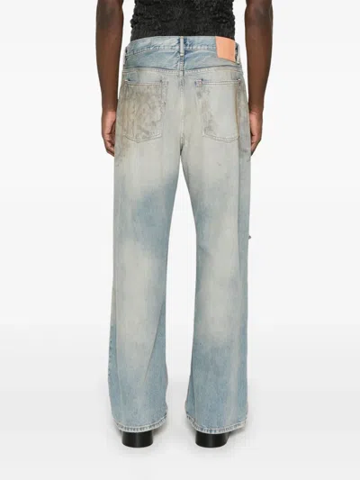 Acne Studios Denim Cotton Trousers Belt Loops Five Pockets In Blue
