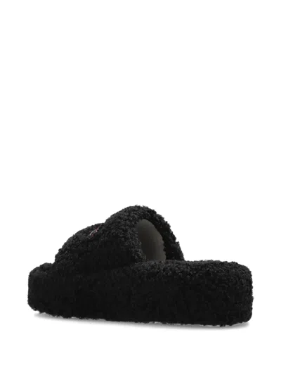 Balenciaga Furry Platform Sliders In Animal Print