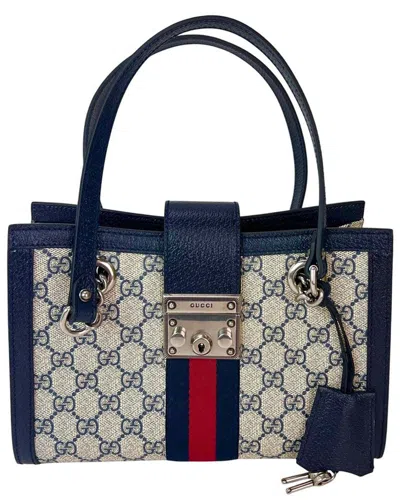 Gucci Blue Gg Supreme Canvas Web Small Padlock Tote (authentic Pre-loved)