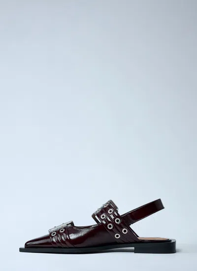 Ganni Ballerina With Buckle In Brown