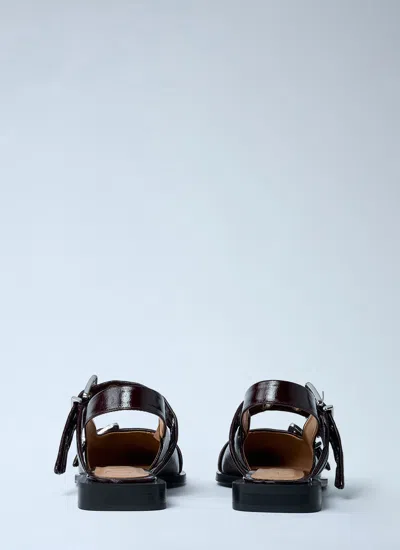 Ganni Ballerina With Buckle In Brown