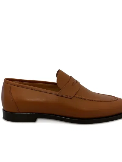 Loro Piana Sergio Leather Penny Loafers In Brown