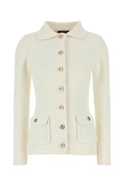 Gucci Crochet Button Cardigan In White