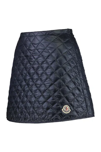 Moncler Minigonna In Nylon Blu Notte Donna In Blue