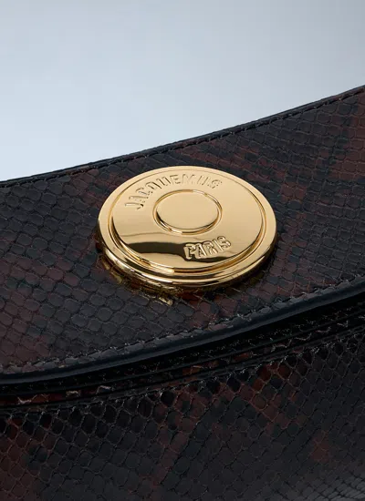 Jacquemus Le Calisso Snake-embossed Leather Shoulder Bag In Brown