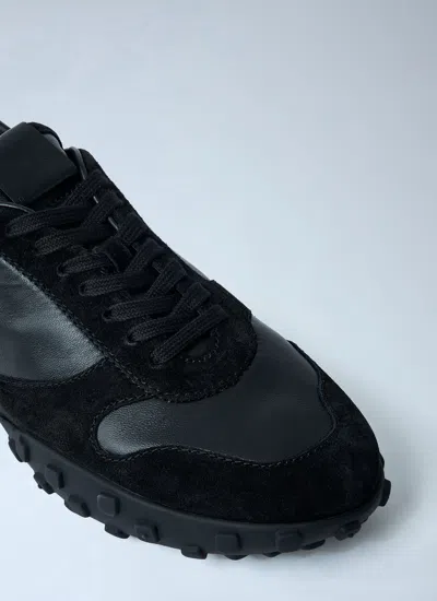 Jil Sander Low Laced Sneakers With Vulcanized Rubber Sole In Black