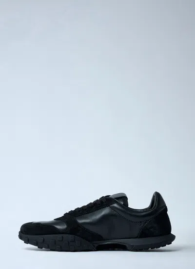 Jil Sander Low Laced Sneakers With Vulcanized Rubber Sole In Black