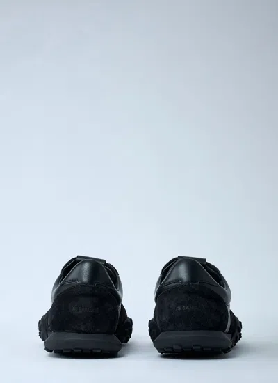 Jil Sander Low Laced Sneakers With Vulcanized Rubber Sole In Black