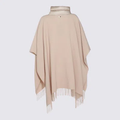 Herno Beige Wool-cashmere Blend Cape With Quilted Detailing In Neutral