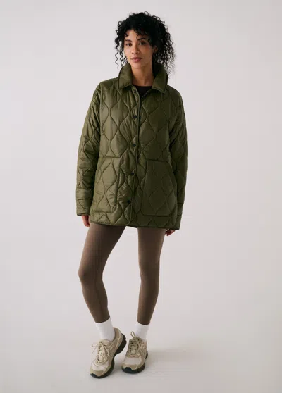 Lole The Quilted Water Repellent Nylon Shacket In Green