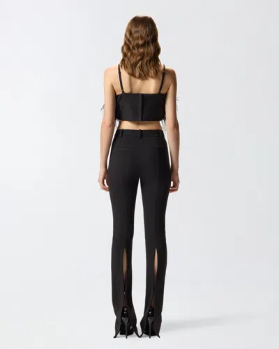 Pinko Crop Top With Feather Detailing In Black