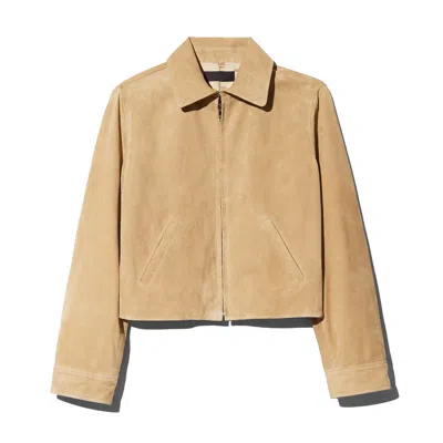 Nili Lotan Beauvais Suede Zip-front Jacket In Brown