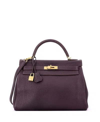 Pre-owned Pre-owned Hermes  Hermes Kelly 32 Handbag Purple Togo With Gold Hardware