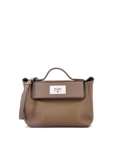 Pre-owned Pre-owned Hermes  Hermes 21 24/24 Bag Evercolor With Swift In Gray