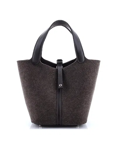 Pre-owned Pre-owned Hermes  Hermes Mm Picotin Lock Bag Felt With Leather