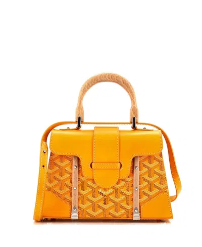 Pre-owned Pre-owned Goyard  Goyard Mini Structured Saigon Top Handle Bag Coated Canvas With Leather In Yellow