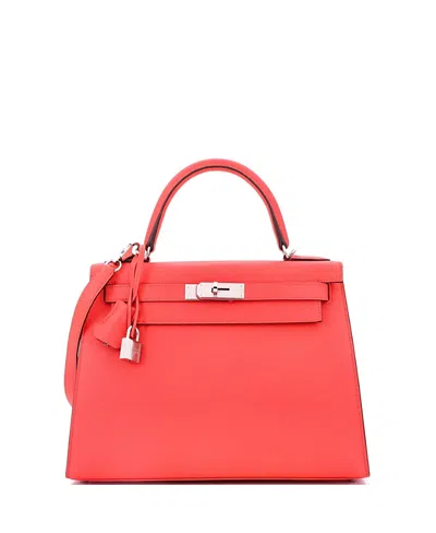 Pre-owned Pre-owned Hermes  Hermes Kelly 28 Handbag Pink Epsom With Palladium Hardware