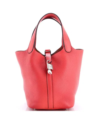 Pre-owned Pre-owned Hermes  Hermes Pm Picotin Lock Bag Clemence In Red
