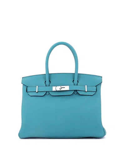 Pre-owned Pre-owned Hermes  Hermes Birkin 30 Handbag Blue Togo With Palladium Hardware