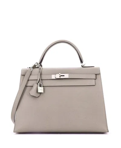 Pre-owned Pre-owned Hermes  Hermes Kelly 32 Handbag Grey Epsom With Palladium Hardware In Gray