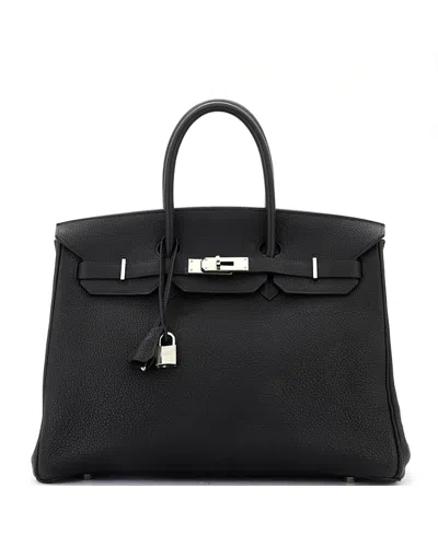Pre-owned Pre-owned Hermes  Hermes Birkin 35 Handbag Black Clemence With Palladium Hardware