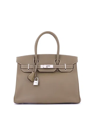 Pre-owned Pre-owned Hermes  Hermes Birkin 30 Handbag Grey Epsom With Palladium Hardware In Brown