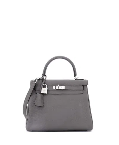 Pre-owned Pre-owned Hermes  Hermes Kelly 25 Handbag Grey Togo With Palladium Hardware In Gray