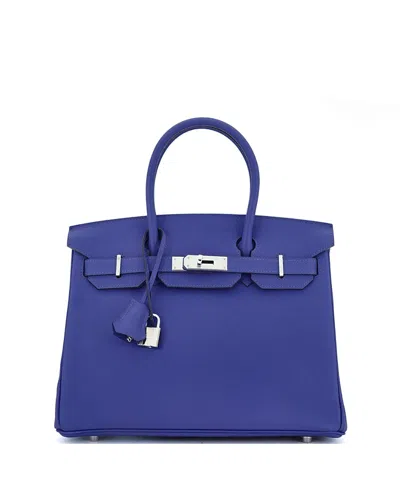 Pre-owned Pre-owned Hermes  Hermes Birkin 30 Handbag Blue Epsom With Palladium Hardware