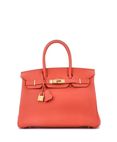 Pre-owned Pre-owned Hermes  Hermes Birkin 30 Handbag Orange Togo With Gold Hardware