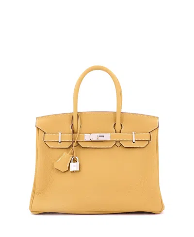 Pre-owned Pre-owned Hermes  Hermes Birkin 30 Handbag Yellow Togo With Palladium Hardware