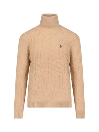 Polo Ralph Lauren Long Sleeves Pullover Wool Cashmere In Brown