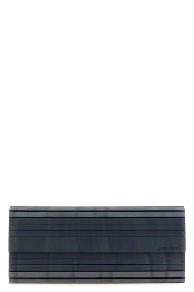 Jimmy Choo Linear Structure Clutch Bag In Gray