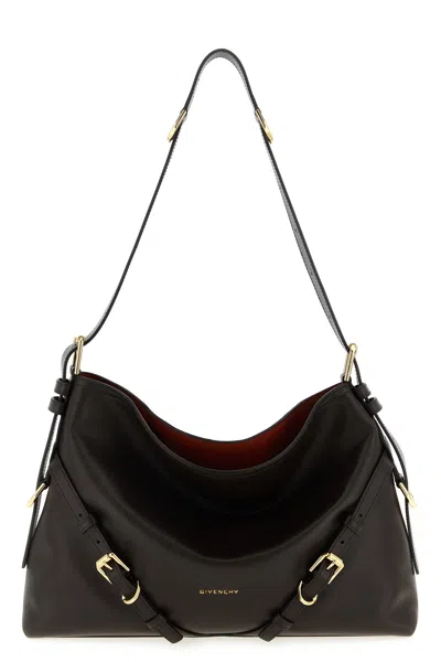 Givenchy Medium Voyou Calfskin Shoulder Bag With Buckle Fastening In Brown