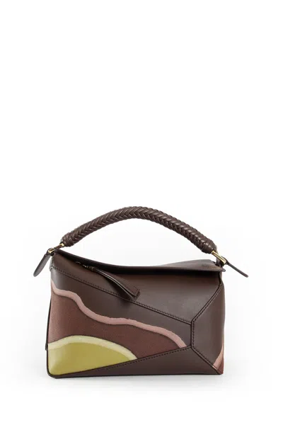 Loewe Puzzle Edge Small Leather Sholder Bag In Brown