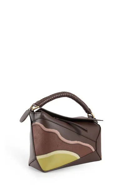 Loewe Puzzle Edge Small Leather Sholder Bag In Brown