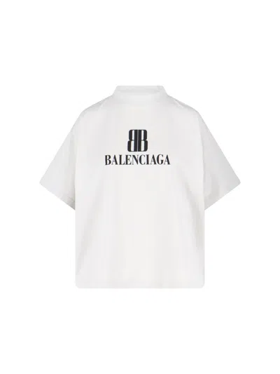 Balenciaga White Nano Bb Medium Fit T-shirt In White