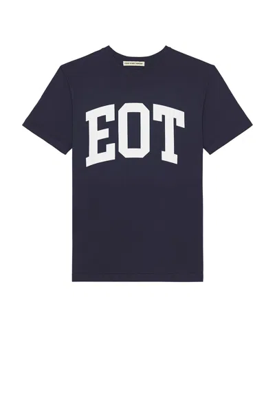Every Other Thursday Garment Dyed Collegiate Logo Tee In Blue