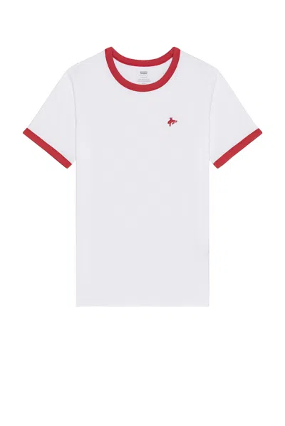 Levi's Retro Embroidered Ringer Tee In White