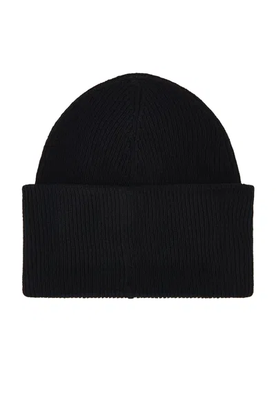 Mm6 Maison Margiela Mm6 By Maison Margiela Ribbed Knit Wool Beanie With Folded Cuff And Label In Black