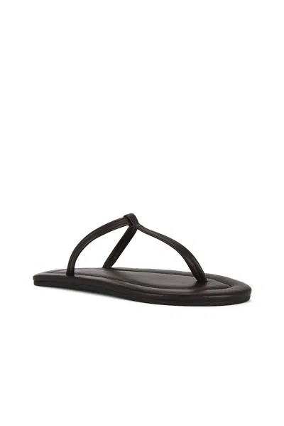 St Agni T Slide Leather Sandals In Black