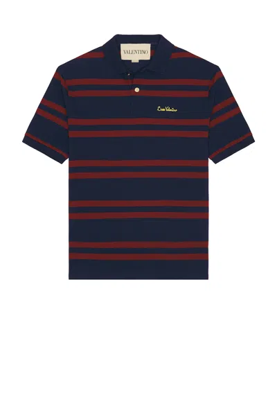 Valentino Striped Polo Shirt Regular Collar In Multi