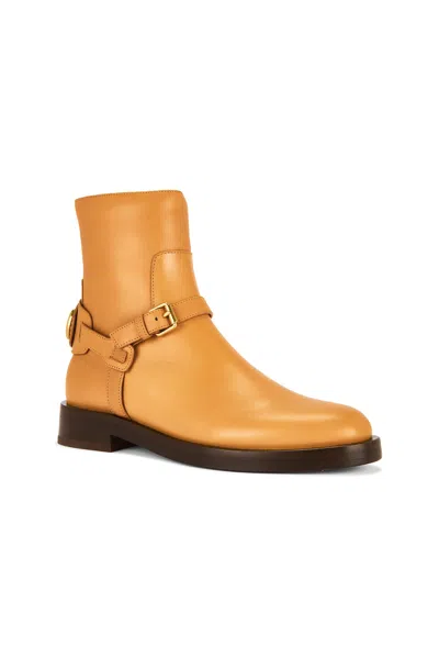 Valentino Buckle-strap Leather Boots In Brown