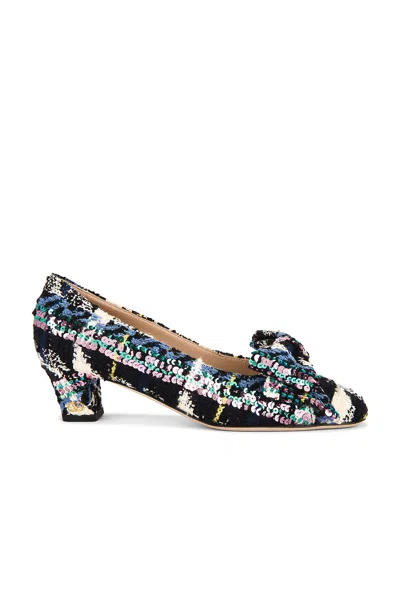 Valentino 45mm Bowow Shiny Plaid Tweed Pumps In Multi