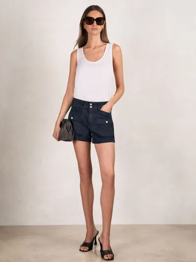 Paige Womens Olivia Patch-pocket Stretch-cotton Cargo Short Vintage Navy Seascape