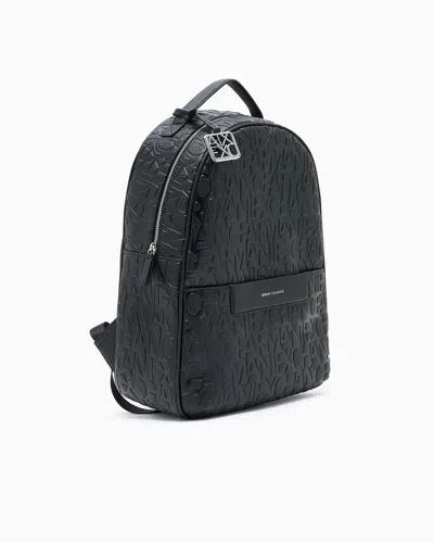 Armani Exchange Backpack With Allover Logo In Black