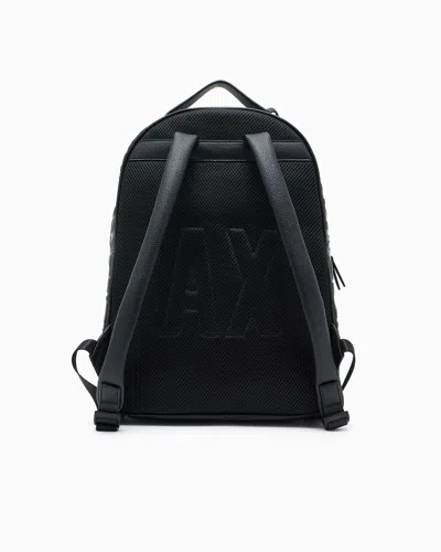 Armani Exchange Backpack With Allover Logo In Black