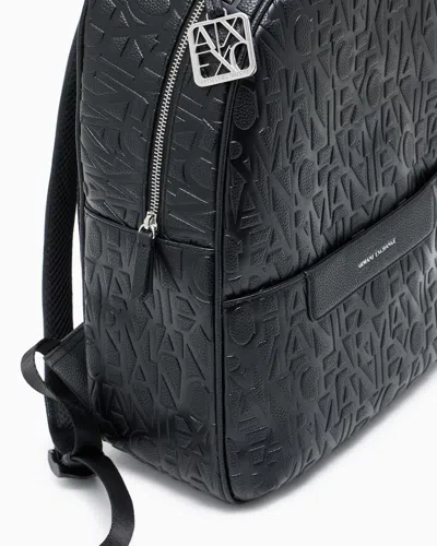 Armani Exchange Backpack With Allover Logo In Black