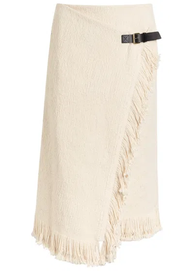 Isabel Marant Galla Asymmetric Cotton And Linen-blend Midi Wrap Skirt In Neutral
